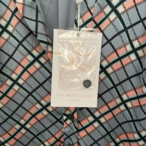 NWT Gal Meets Glam Blue Plaid Maxi Dress - Picture 2 of 8